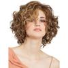 Synthetic Short Hair Side Parting Wig for Women Mix Blond Brown Curly Wave Wig Daily Cosplay Party Wig High Temperature Fiber Wigs
