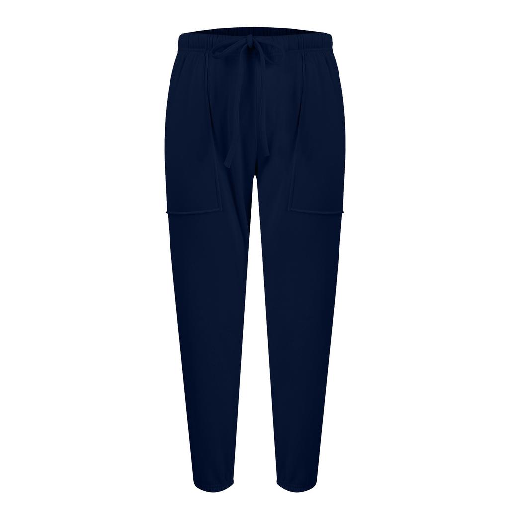 Женские однотонные свободные повседневные брюки с эластичным поясом и карманами, спортивные штаны