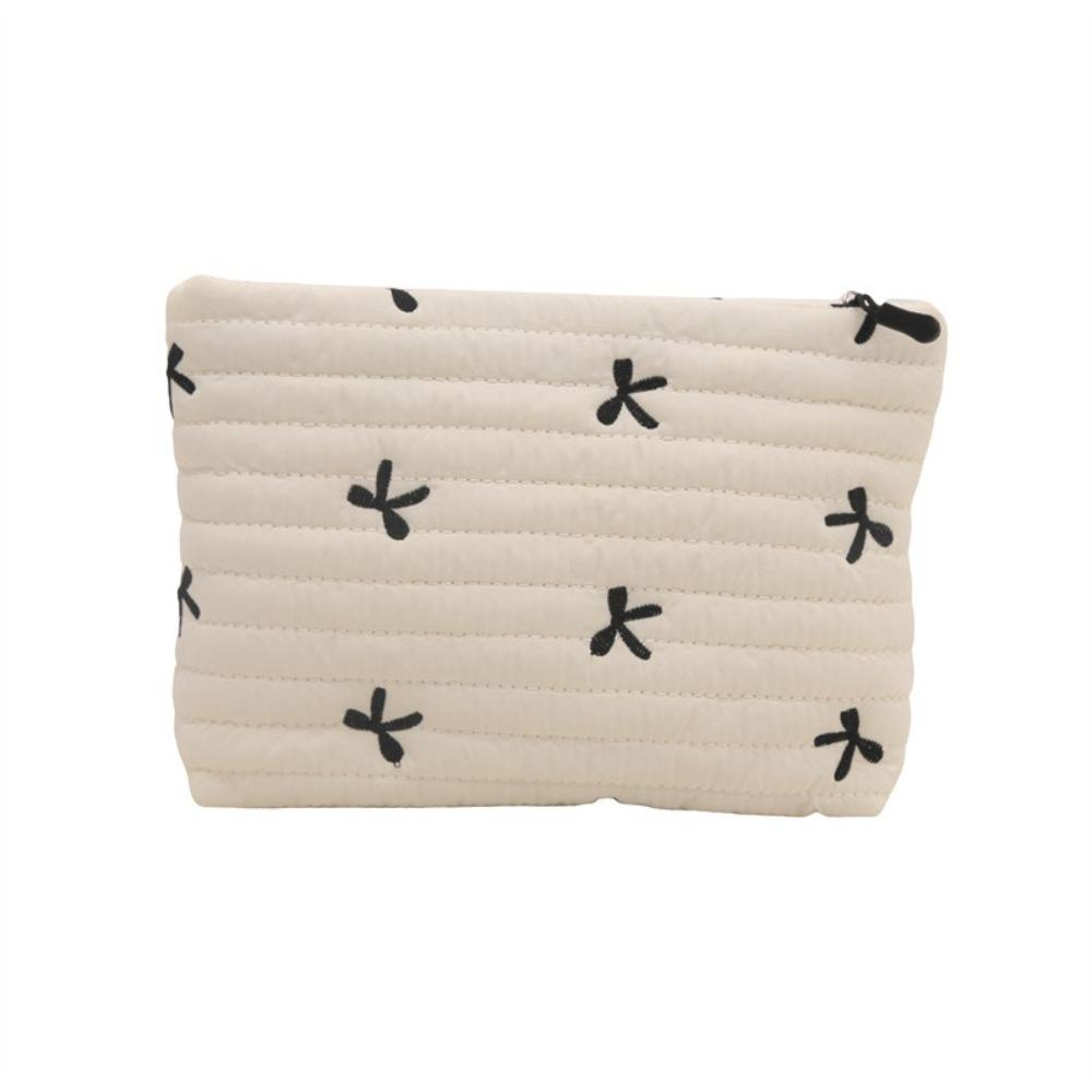 Multi-functional Bow Cosmetic Bag Embroidery Sanitary Napkin Storage Bag Sweet Toiletry Bag Women