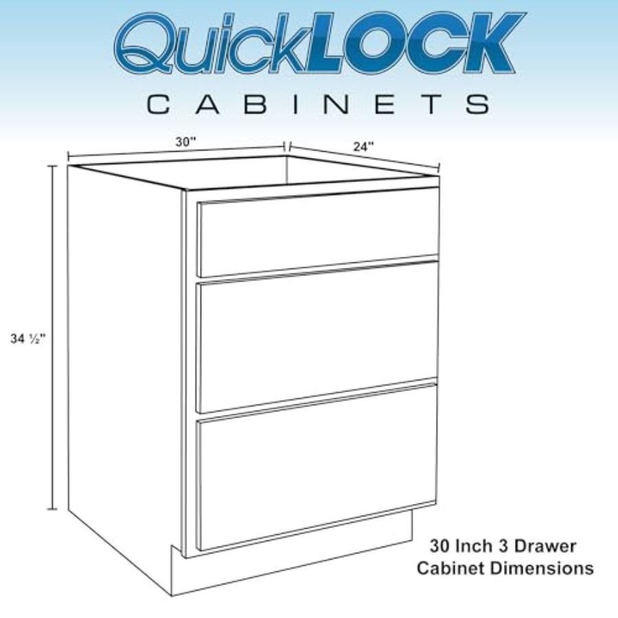 Quicklock RTA Основание Кухонные шкафы Стиль Шейкер Необработанный клен 30 Ш x 34,5 В x 24 Г 3 ящика Готовы к сборке Сделано i