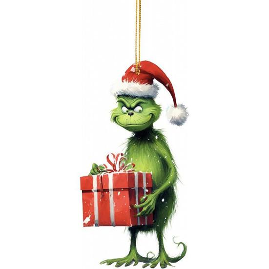 1/7Pcs Christmas Tree Ornaments Cartoon Green Elf Tree Hanging Decoration Acrylic Xmas Pendant for Holiday Car Window Wall Tree Decor