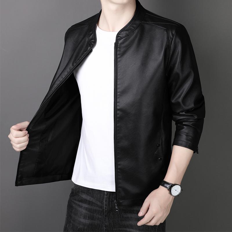 New Autumn and Winter Men's Leather Men's Leather Jackets Velvet Youth Motorcycle Leather Baseball Jackets