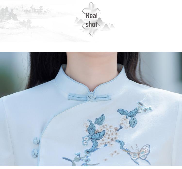 Китайский ретро вышитый хлопково-льняной костюм тан и брюки с широкими штанинами, комплект из двух предметов для женщин