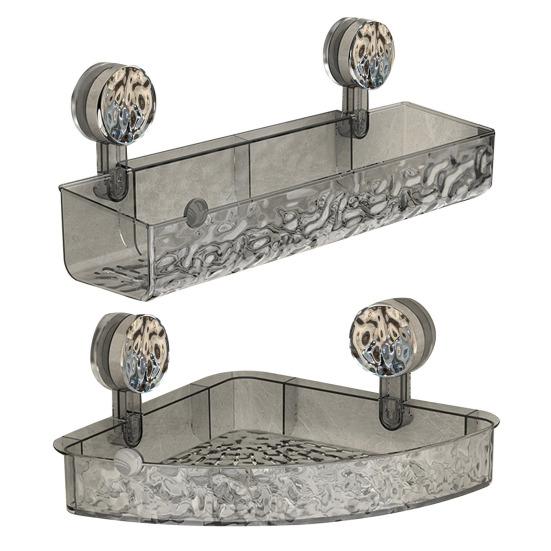 Угловая полка для хранения в ванной комнате Прозрачная треугольная форма Толстая, без проколов, противоскользящая, с сильным всасыванием
