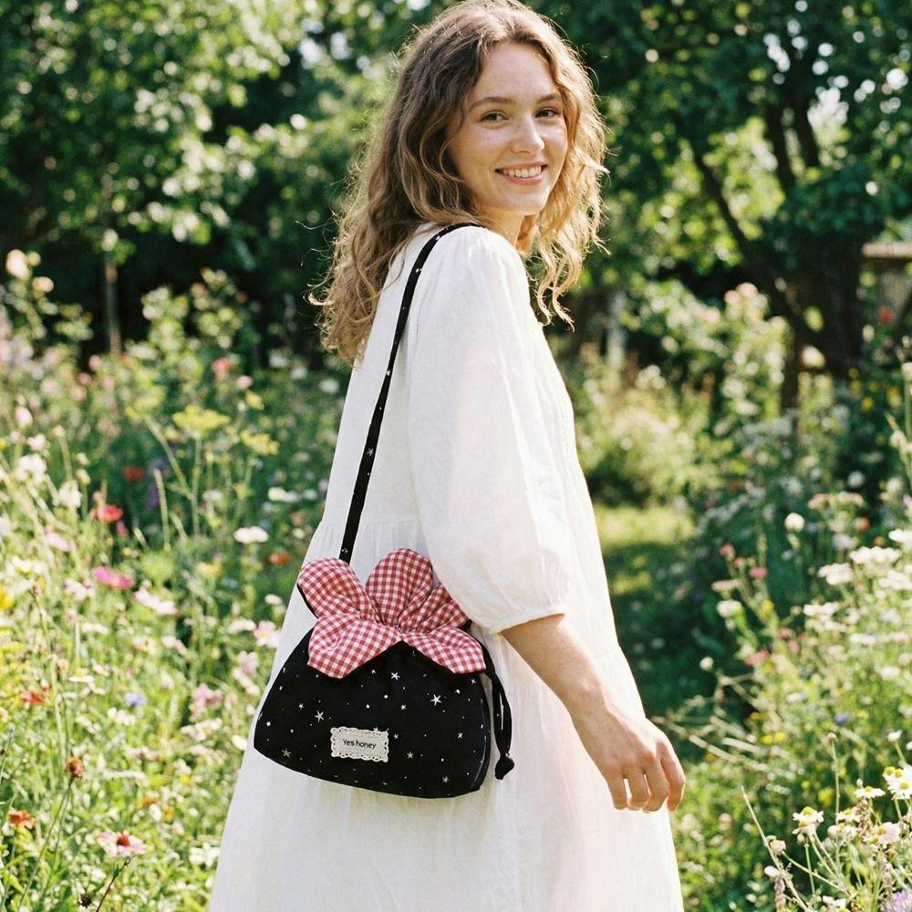 Bundle Pocket Flower Drawstring Crossbody Bag Korean Style Flower Handbag Women