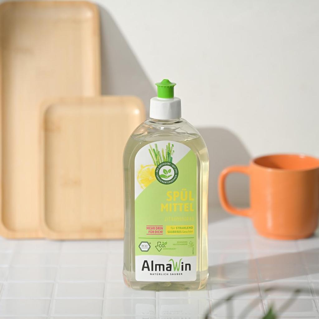 AlmaWin Dish Soap Моющее средство для посуды Lemongrass 500 мл Органическое моющее средство для посуды Мягкое для рук Без добавок