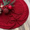 Household 18 in Knitted Christmas Tree Skirt Red/White Round Christmas Tree Mat Polyester Christmas Tree Carpet Shopping Mall