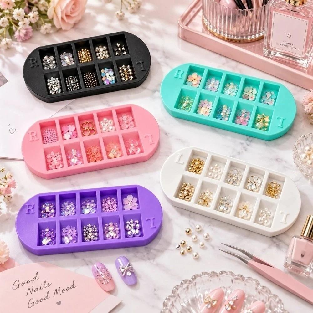 Reusable Nail Tip Storage Tray 10 Grids Nail Art Organizer Nail Art Storage Plate Salon