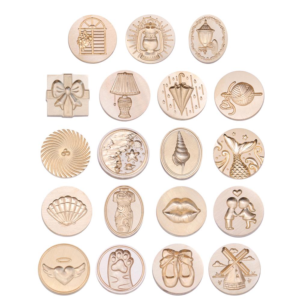 Special-shaped Seals Head Retro 3D Embossed Stamp Heads DIY Gold-plated Brass Fire Paint Seal for Wedding Invitation