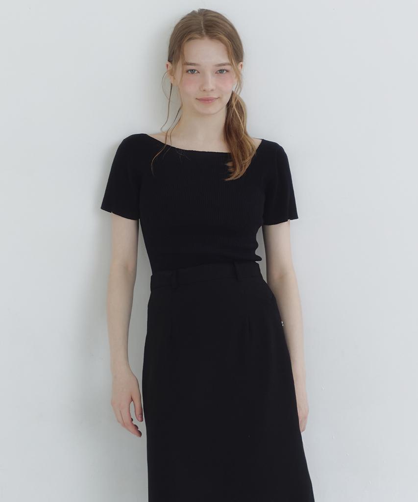 MICANE Fold Over Neckline Slim Knit