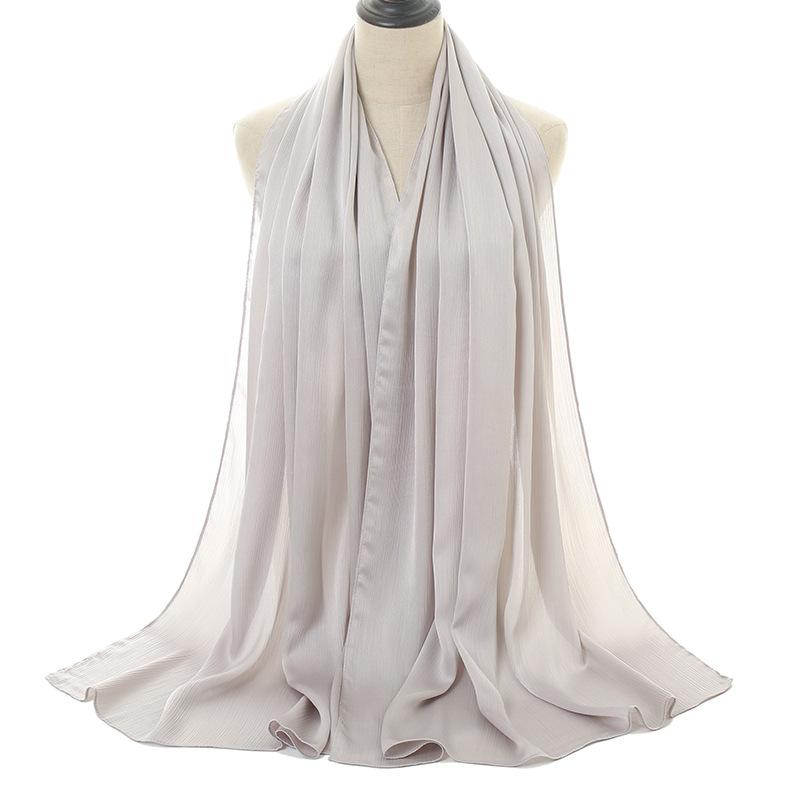 Hot-selling New Satin Smooth Crepe Natural Pleated Scarf Malaysia Indonesia Popular Ethnic Headscarf Women
