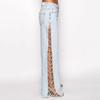 Drill Chain Long Spice Girls Jeans Thin Women Summer Design Side Split Casual Loose Straight Trousers