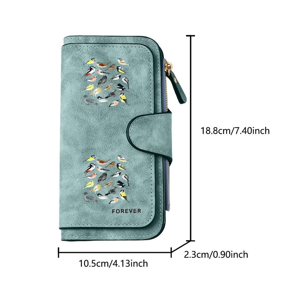 Long zipper wallet with various wild bird patterns large capacity card holder unisex clutch bag stylish zippered coin purse suitable for daily travel