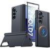 Для Samsung Galaxy Z Fold 7 с магнитной зарядкой [Скрытая подставка][Защитное стекло][Защита шарнира] Тонкий ударопрочный защитный чехол для телефона-Черный
