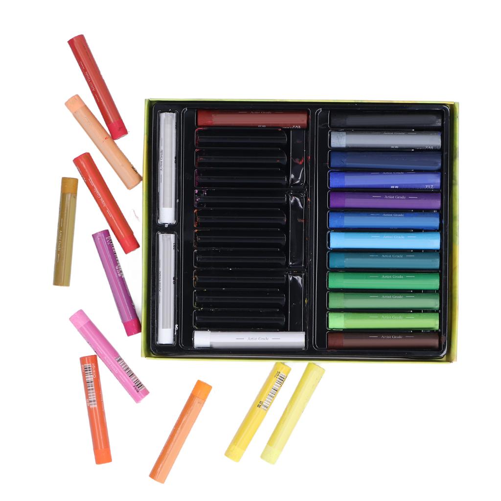26pcs Oil Pastels 24 Colors Glossy Soft Touch Safe Reliable Practical DIY Making Coloring
