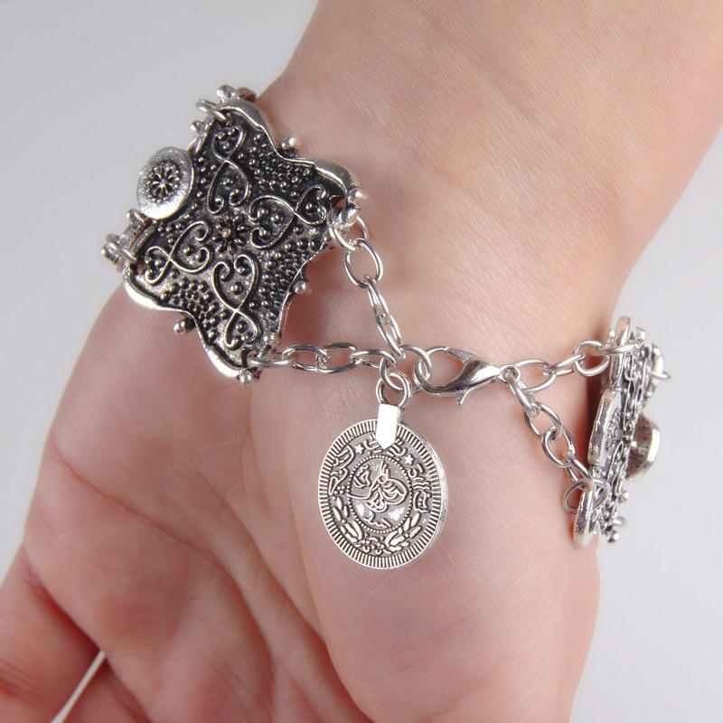 Модный Цыганский Браслет Хиппи Бохо Поп Античная Серебряная Монета Коренастый Племенной Браслет