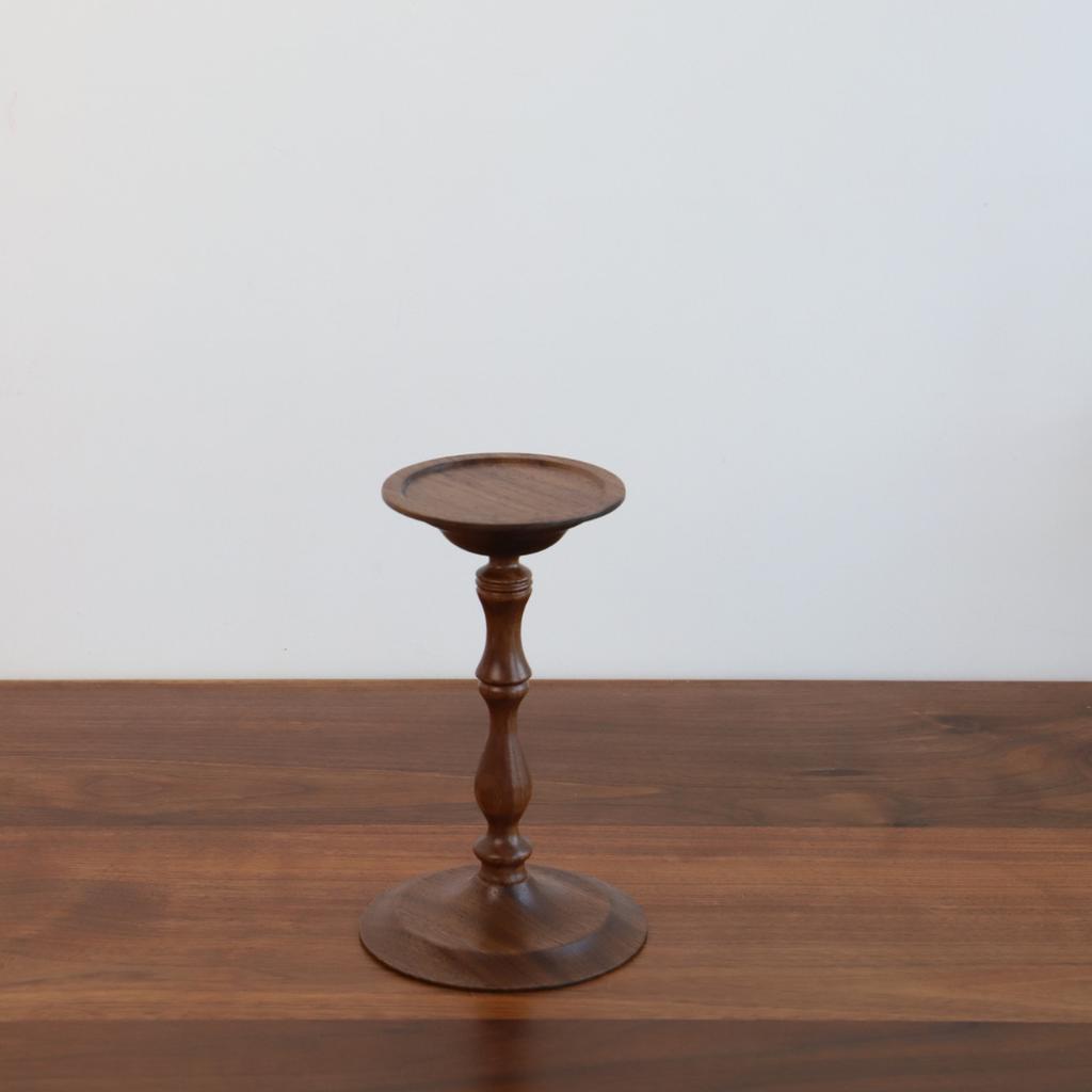 Dining Table Atmosphere Candlestick Black Walnut Wooden Candlestick French Medieval Hand-turned Candlestick Ornaments