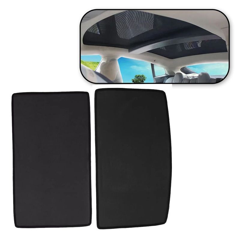 Roof Sunshade Cover Front & Rear Top Window Sun Heat Mesh Fit for Tesla Model S 2018 2017 2016