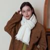 High-end Rough Edge Solid Color Knitted Scarf Women's Winter Wool Blend Thickened Warm Wool Scarf Tide