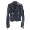 French Lamb Leather Double Riders Jacket 36 Black Women Used