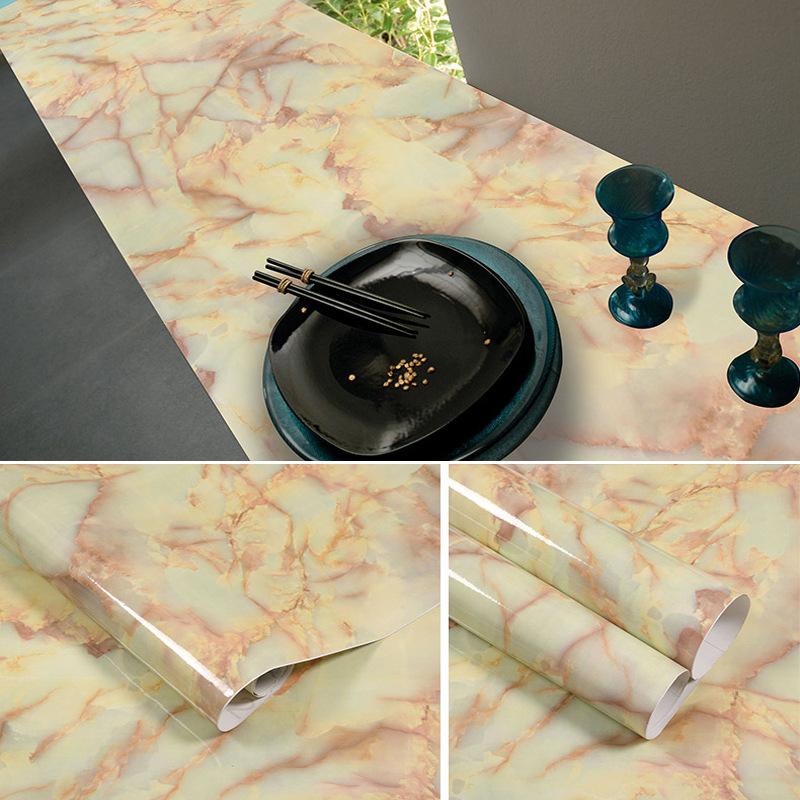 5 M Pearl White DIY Decorative Film PVC Self Adhesive Wall Paper Furniture Renovation Stickers Kitchen Waterproof Oil-proof Marble Wallpaper