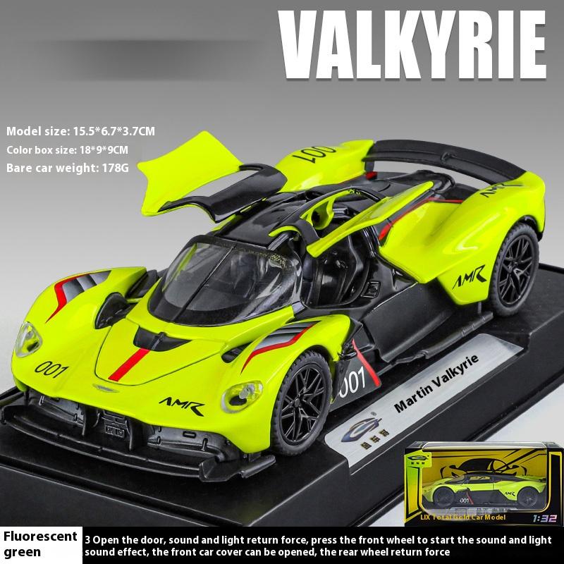 Boxed 1:32 Valkyrie Alloy Sports Car Model, Children's Toy Car With Sound and Lights, Holiday Gifts, Boys' Gaming Vehicle