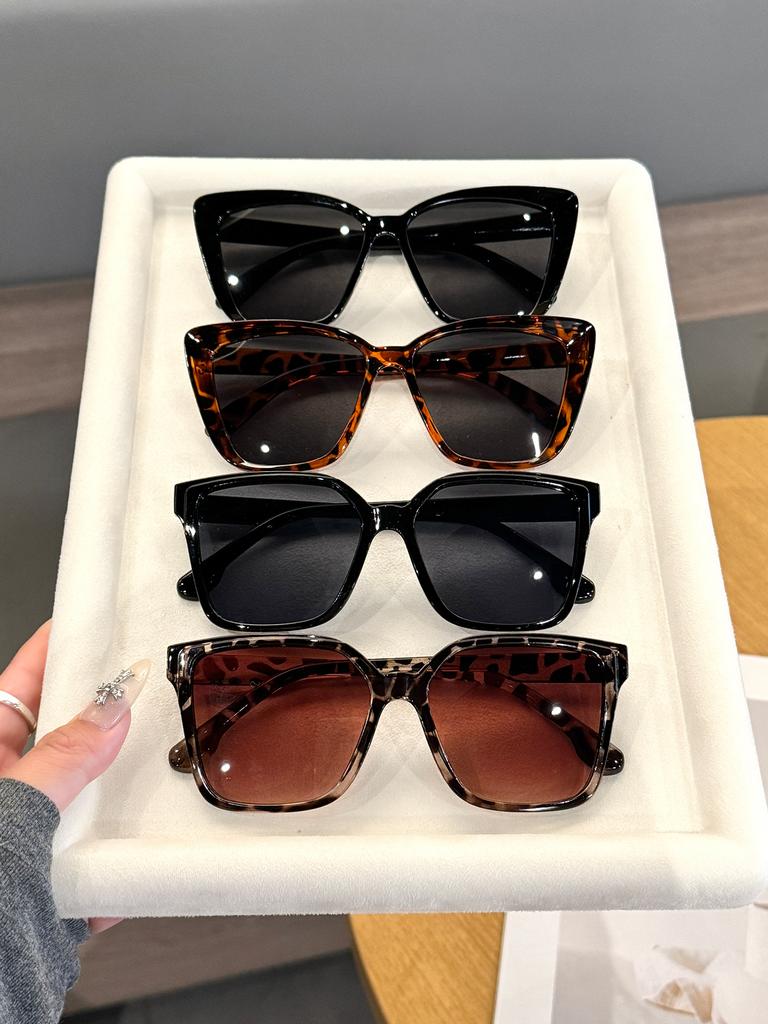4Pcs Large Frame Retro-Style Fashion Glasses Suitable for Both Men and Women, Perfect for Everyday Wear and Street Photography