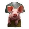 Guitar-Playing Pig 3D Printed Men's T Shirts Funny Summer Animals O-Neck Short Sleeve Casual Comforts Tees Shirt Kid Tops Women