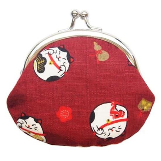 Кёсукэ Япония-сделанный застежка кошелек-монетница кошка 9.58.5см 2.6 сун держатель для кошелька магазин удачи Фукумару красный японские разные товары