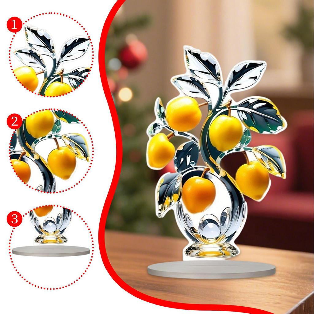 2D Acrylic Lemon Tree Ornament Centerpiece Gift Tabletop Decor, Home Decoration for Living Room