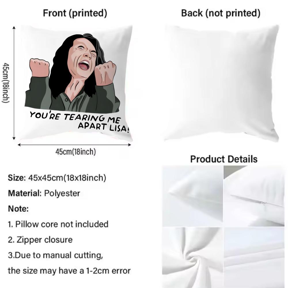 Подушка с принтом R-Room T-Tommy Wiseau Чехол для подушки для дома и автомобиля: Двусторонний для максимального комфорта