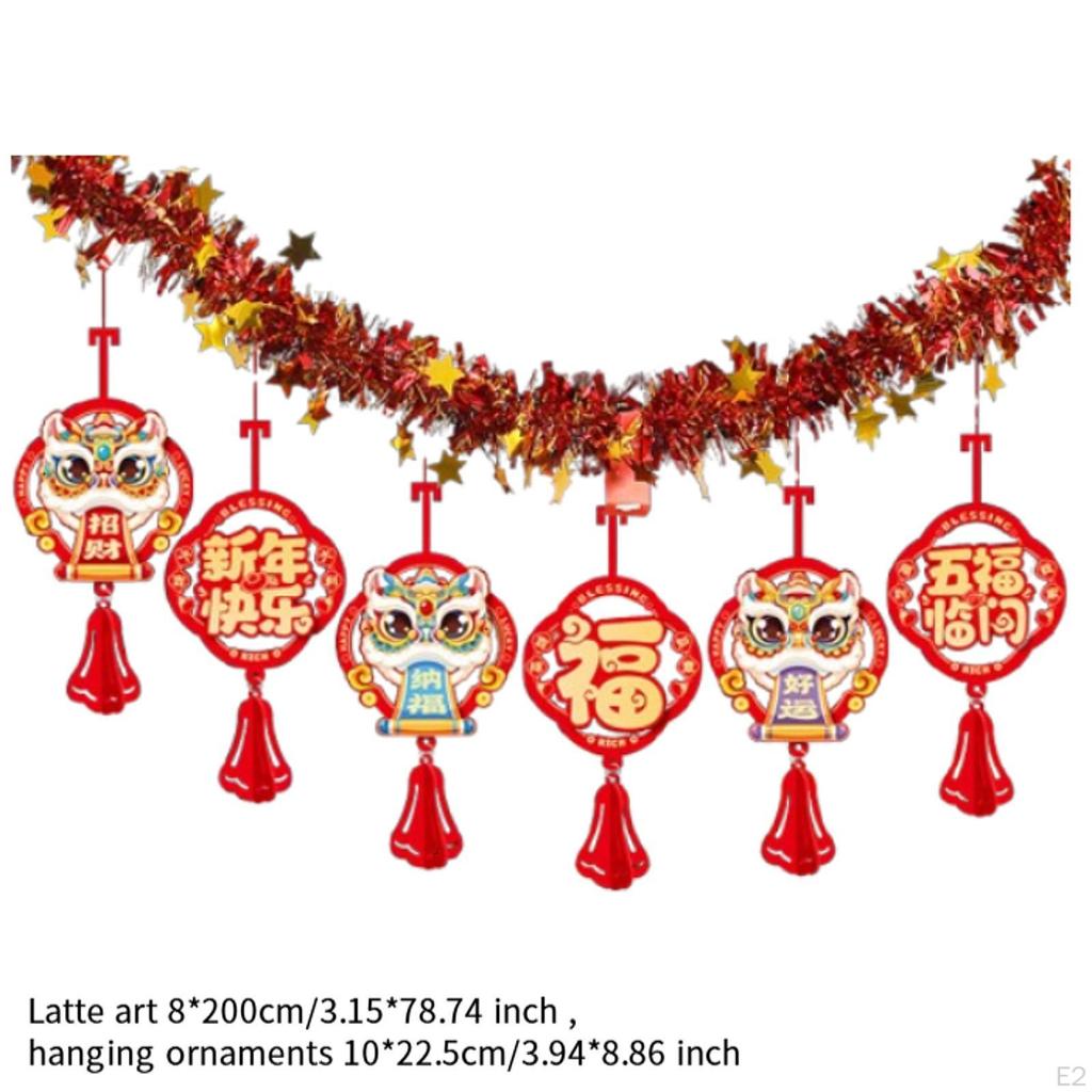 Chinese Year Banner Charm Tassel Backdrop Traditional Hanging Garland Lunar