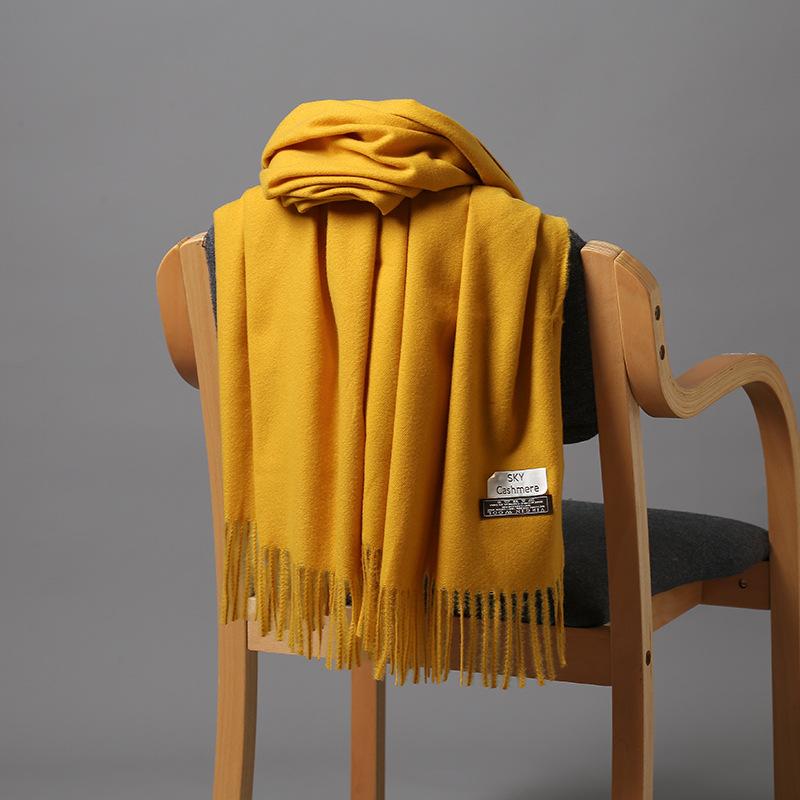 2025 New Autumn/Winter Women'S 18 Solid Color Imitation Cashmere Scarf, Single Color Thickened Warm Shawl