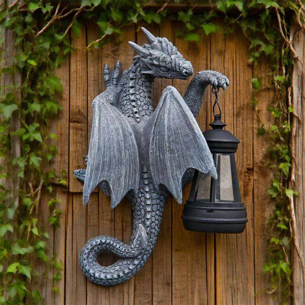 Wall-mounted Dragon Ornaments Solar Garden Courtyard Balcony Halloween Decoration Dragon Wall Ornaments Ornaments