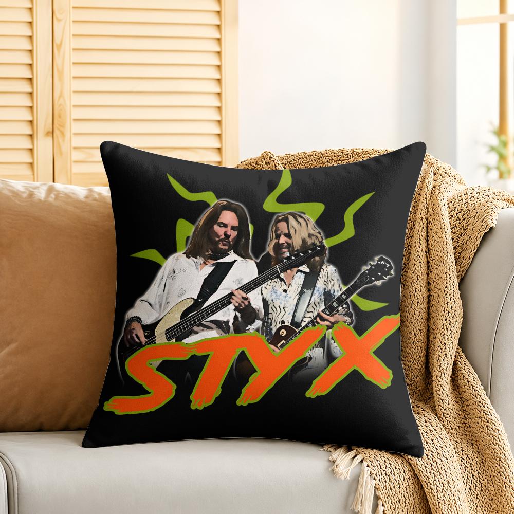 SStyx Rock Band Cool Cushion Cover Silky Short Plush Invisible Zipper Dustproof Sofa Pillow Case For Home Decor