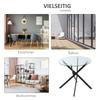 Dining Table with Clear Tempered Glass Top, Round Table with Metal Legs, Modern Kitchen Table for Dining Room Living Room, Black