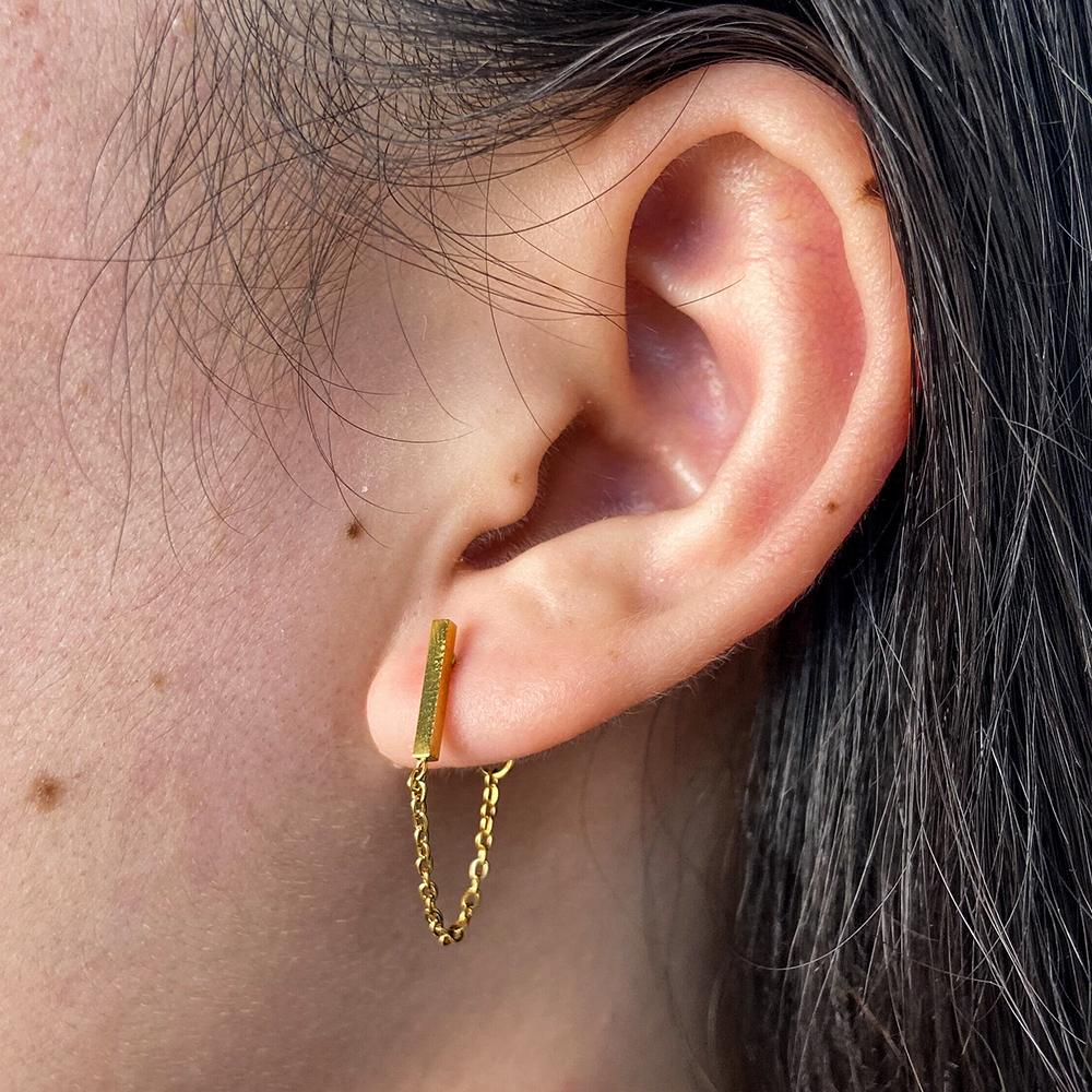 Fenny 18K PVD Plated High Quality Trendy Elegant Chain Tassel Drop Stainless Steel Hoop Earring for Women