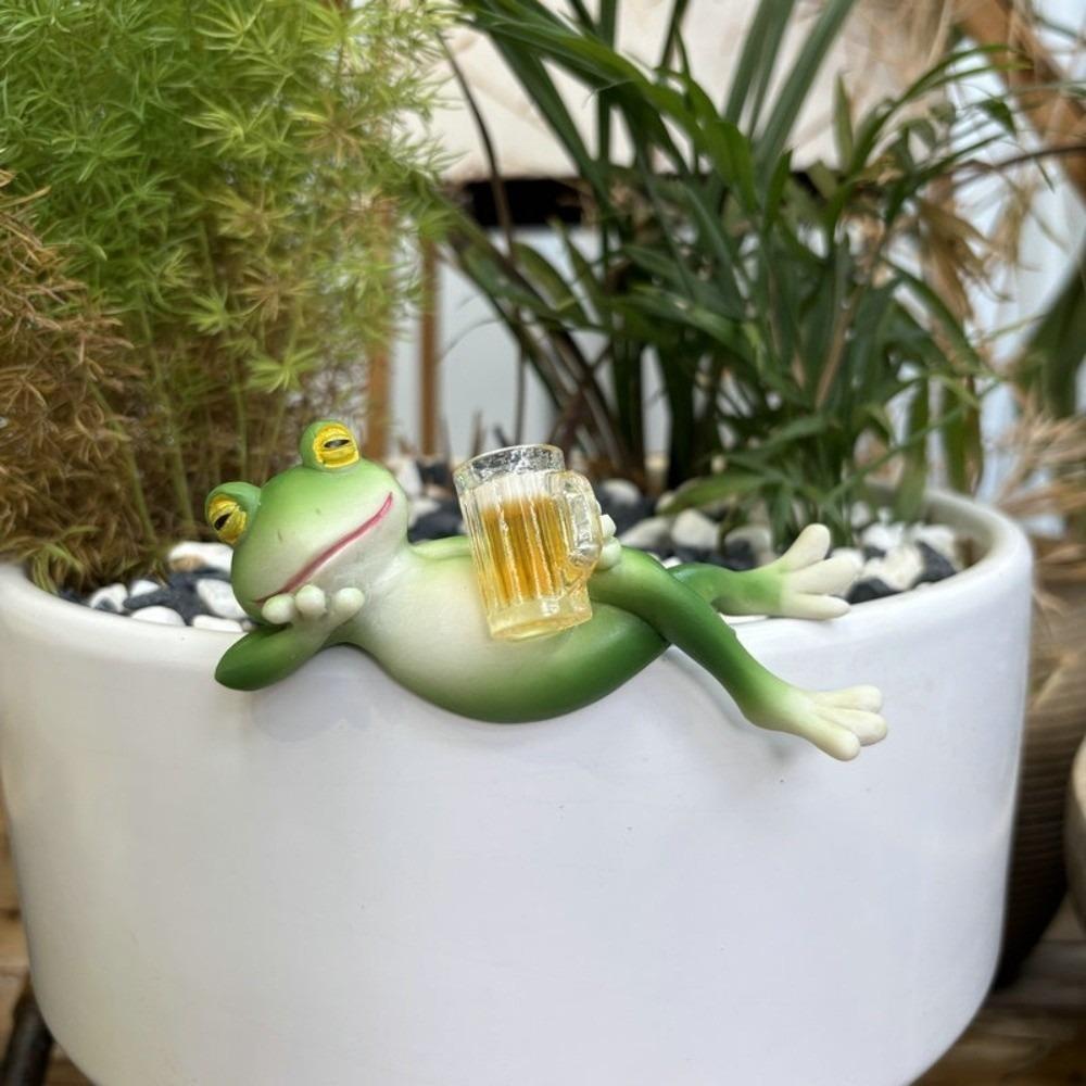 Hanging Flower Pot Edge Frog Decorative Ornaments Resin Hanging Decorative Glass Fish Tank Pendant Desktop Figurines