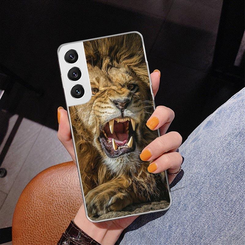 Чехол для телефона 'Лев Альфа-самец Детеныш Король' для Samsung Galaxy S24 S25 Edge S26 Ultra S23 S22 S21 Plus S20 FE + Чехол с индивидуальной печатью