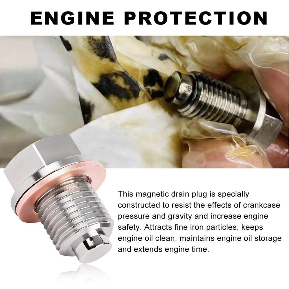 Stainless Steel Oil Drain Plug With Copper Washer Magnetic Drain Plug Reusable Sump Drain Bolt