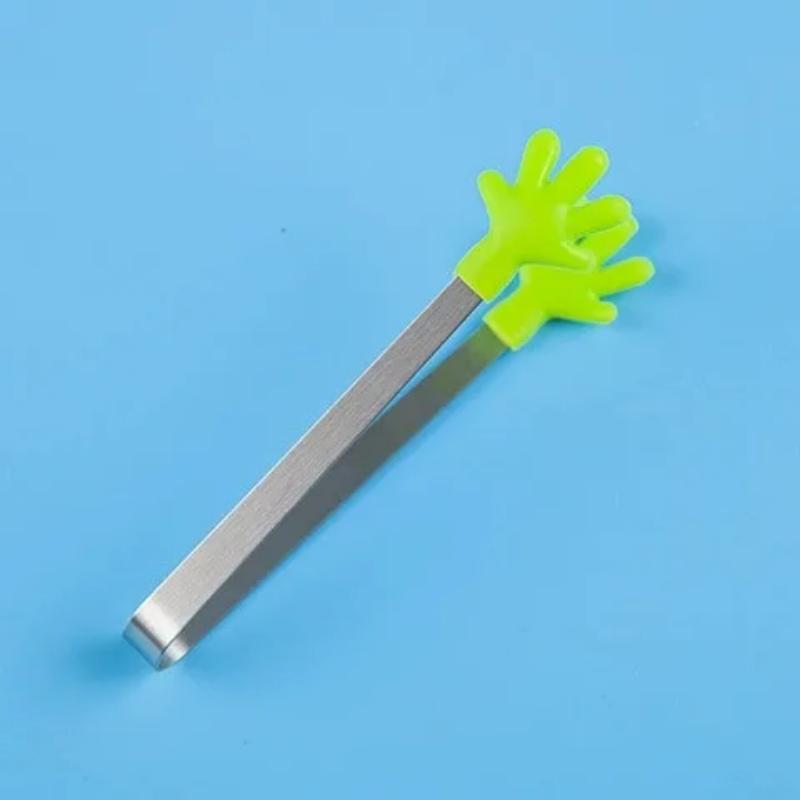 1PCS Small Food Tongs, Mini Stainless Steel Tongs with Silicone Tips, for Cooking Grilling BBQ Buffet, 5 Inch