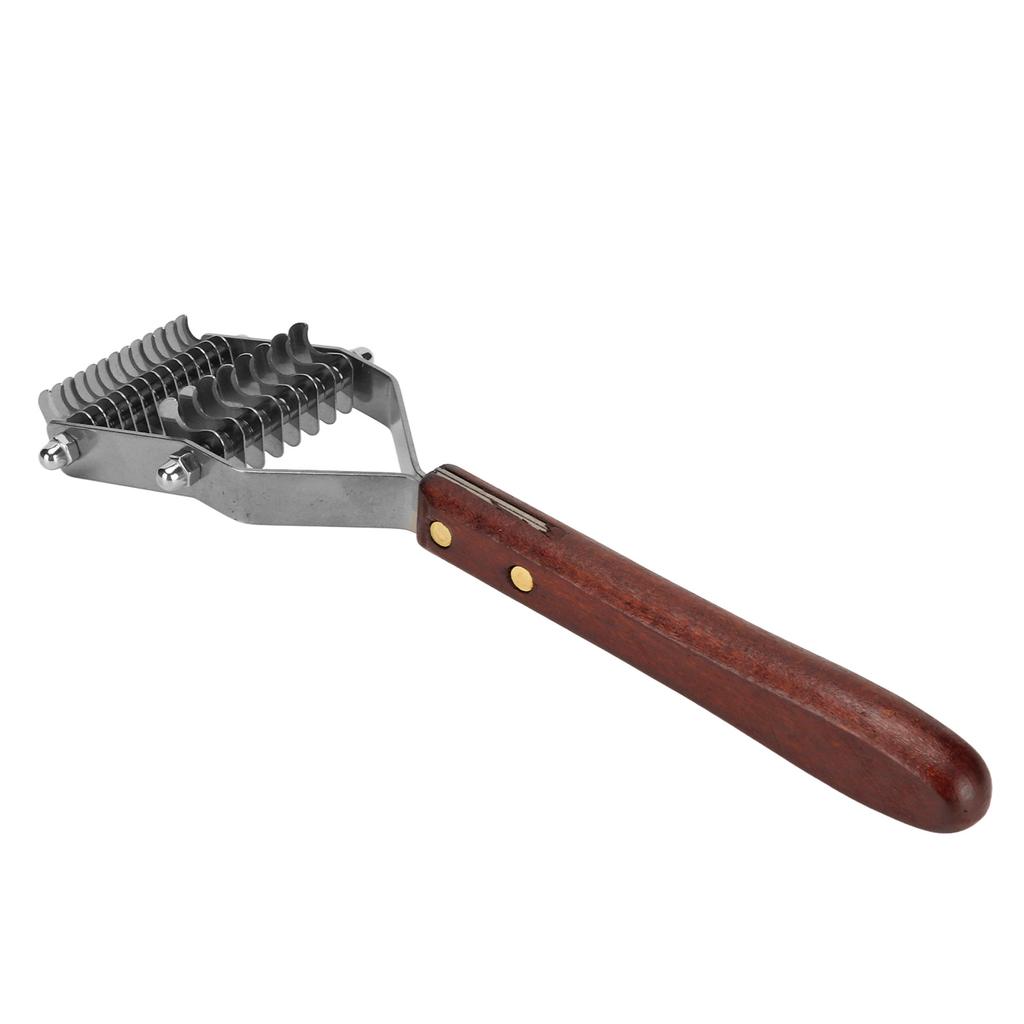 Расческа для удаления колтунов у питомцев 2 ряда лезвий из нержавеющей стали деревянная ручка грабли для подшерстка питомца для кошки собаки