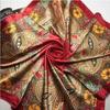 New Oil Painting Floral Print Women Silk Scarf Large Square Scarves Female Bandana Fashion Ladies Hijab Kerchief Scarves