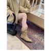 Inner Height Increasing Pointed Suede Skinny Medium Knight Boots Women's Boots Autumn Winter Western Cowboy Pile Boots