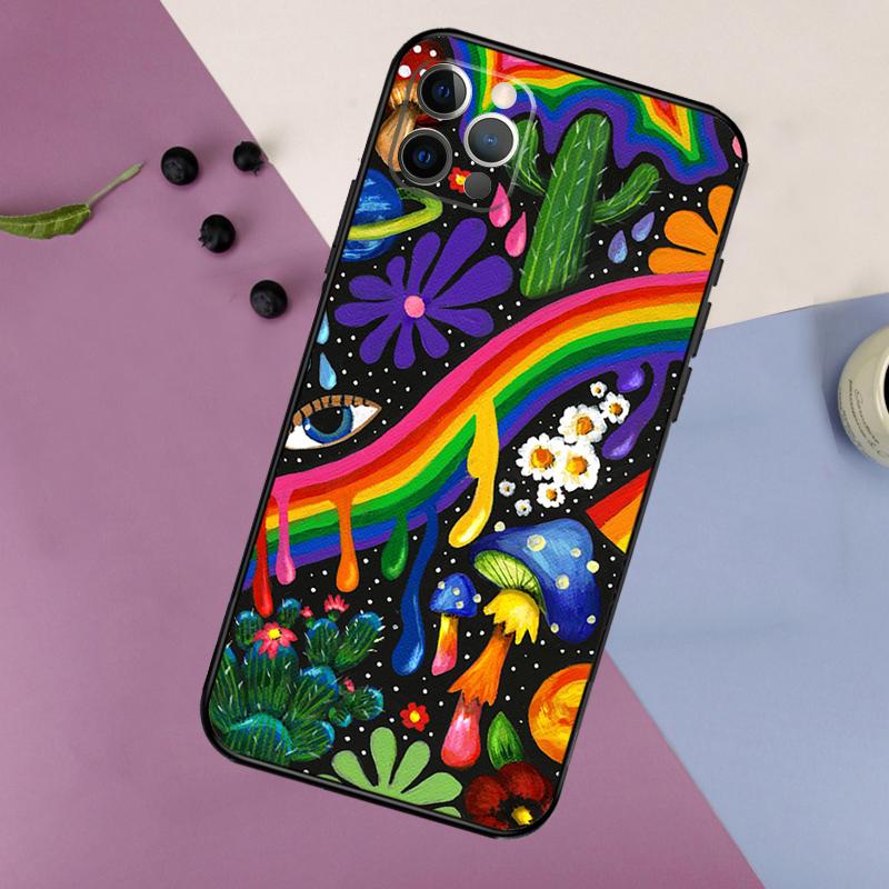 Indie Hippie Art Phone Case For iPhone 17 16 15 14 11 12 13 Pro Max Plus 12 13 mini 16e 17 Air Bumper Cover