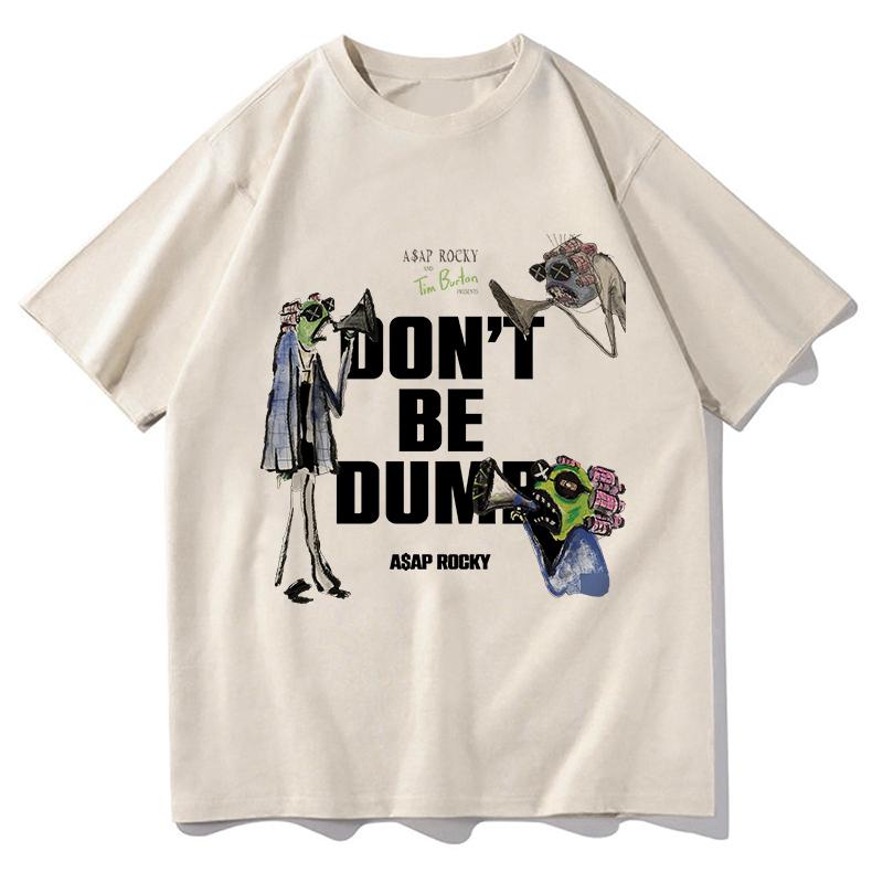 Мужская футболка AAP ROCKY Don T Be Dumb, 100% хлопок, Топы, Пляжная, Классическая, С коротким рукавом, С круглым вырезом, Модная футболка, Одежда