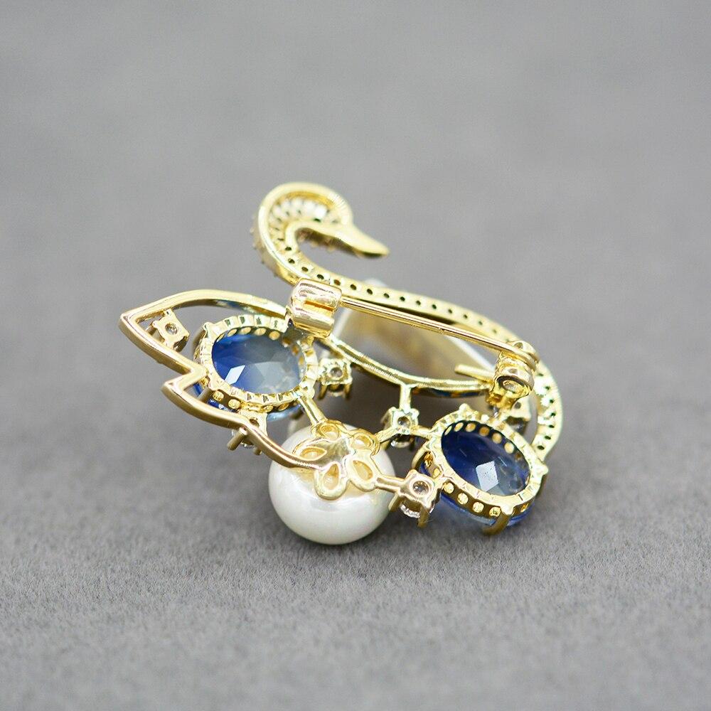 Blucome Animal Brooches Swan Crystal Shape Copper Corsage Suit Scarf Hat Pins Jewelry For Women Kids Clothes