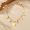 Stainless Steel Thick Chain with Pearl/Coin Pendants Necklace and Bracelet Sets for Women Waterproof Accessories Fashion Jewelry