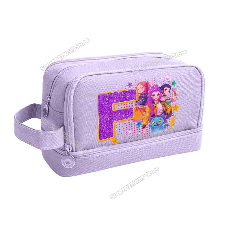Kpop Demon Hunters Letter A-Z Pencil Bag Rumi Mira Zoey Girl Student Pencil Case High-capacity Stationery Pouch School Supplies