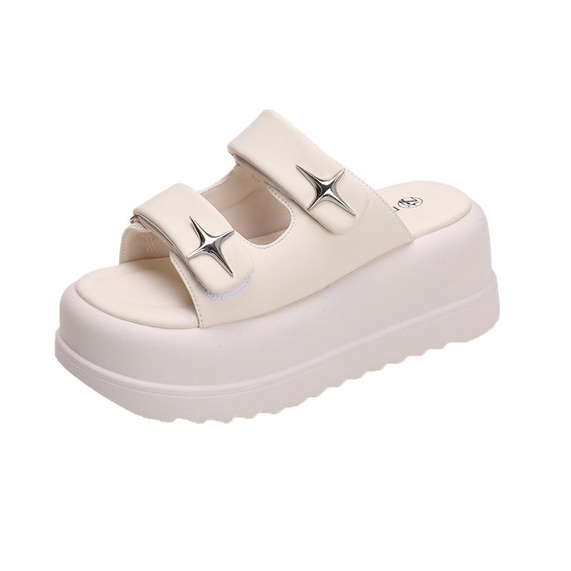 Модные тапочки для женщин 2025 Лето Новая мода Новый дизайнер Платформа Тапочки Женские Однотонные Модные Повседневные Шлепанцы Женские